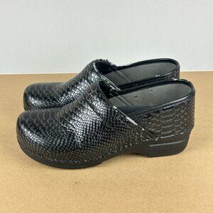 Dansko XP Professional Snake Clogs Womens 9.5/10 EU 40 Black Leather Slip On